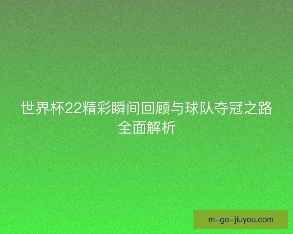 世界杯22精彩瞬间回顾与球队夺冠之路全面解析