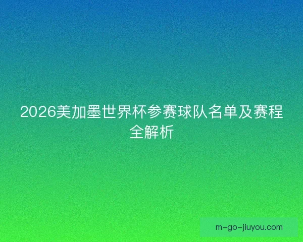 2026美加墨世界杯参赛球队名单及赛程全解析